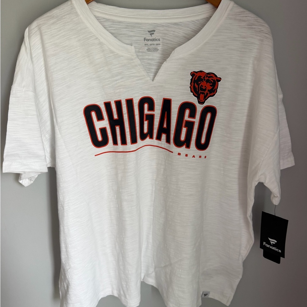 Chicago Bears Womens T Shirt 2XL Fanatics NFL New With Tags White